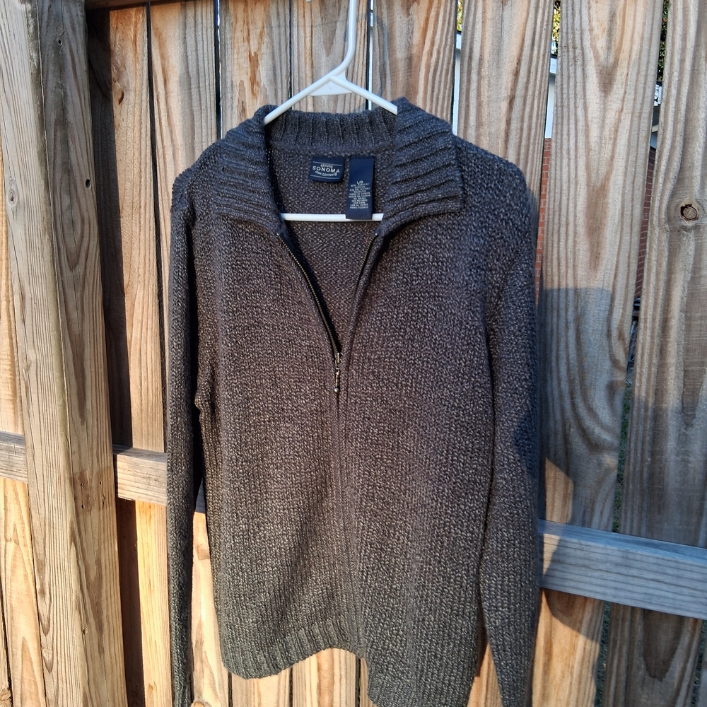Charcoal Full-Zip Sweater